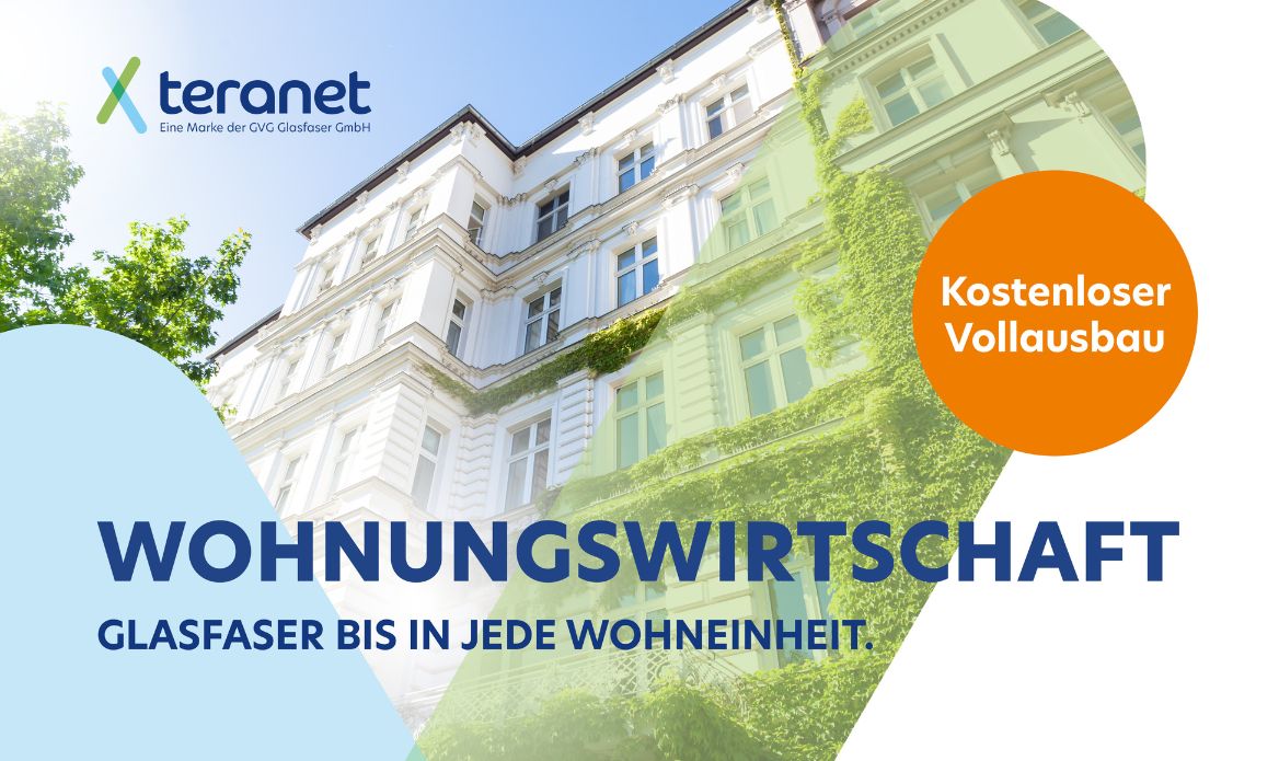 Kostenloser Glasfaser-Vollausbau für Wohnungswirtschaft