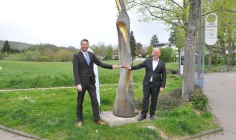 Bad Homburgs Oberbürgermeister Alexander Hetjes mit GVG-Gebietsleiter Martin Pfeifer
